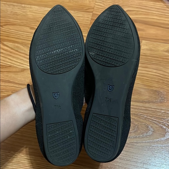 Rothy's Black The Point Flats with Blue Trim - Picture 2 of 4